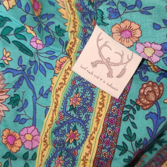 New spell original drop folk town maxi skirt turquoise L folktown NWT teal og - Picture 7 of 16